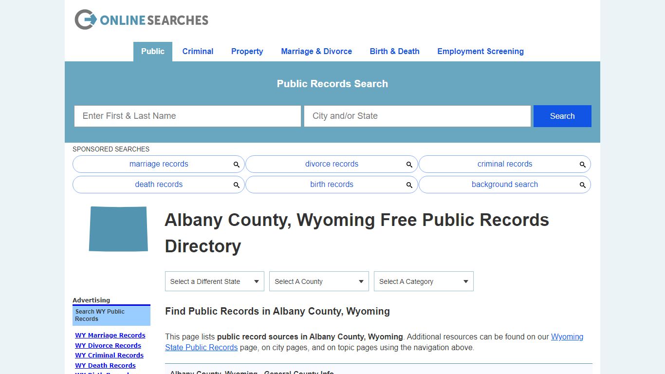 Albany County, Wyoming Public Records Directory